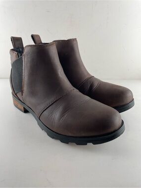 Sorel Waterproof Leather Chelsea Ankle Boots Brown Size 8